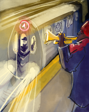 Load image into Gallery viewer, Subway Trumpeter ...Holiday Sounds And Sights of Cheer -- Mug