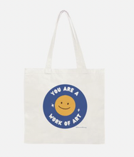 Load image into Gallery viewer, You Are A Work Of Art Smiley Face Canvas Tote Bag